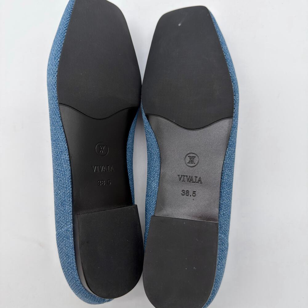Vivaia Elvira Old Money Washable Breathable Square Flat Slate Blue Loafers 7.5 - Picture 8 of 9